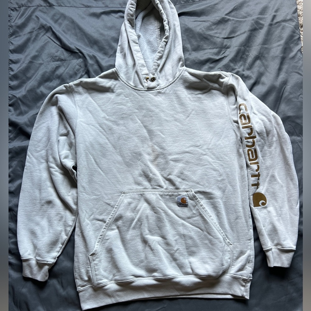 Carhartt White Hoodie with Gold Logo